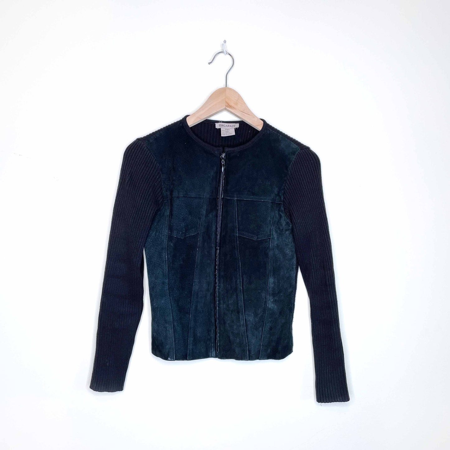 escapade suede front cardigan sweater jacket - size xs