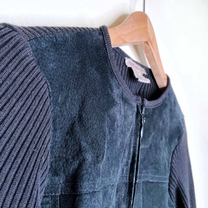 escapade suede front cardigan sweater jacket - size xs