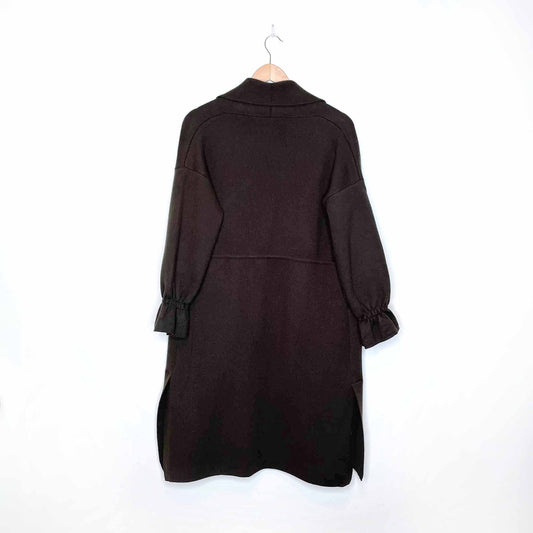 wool-cashmere knit sweater jacket with gathered cuff - size sm/med