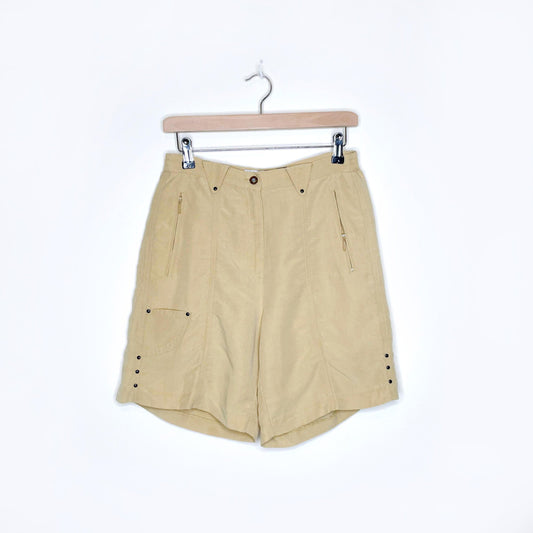 vintage 90's jamie sadock high rise linen-blend shorts - size 6