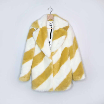 NWT Jakke faux fur candy stripe jacket - size 2