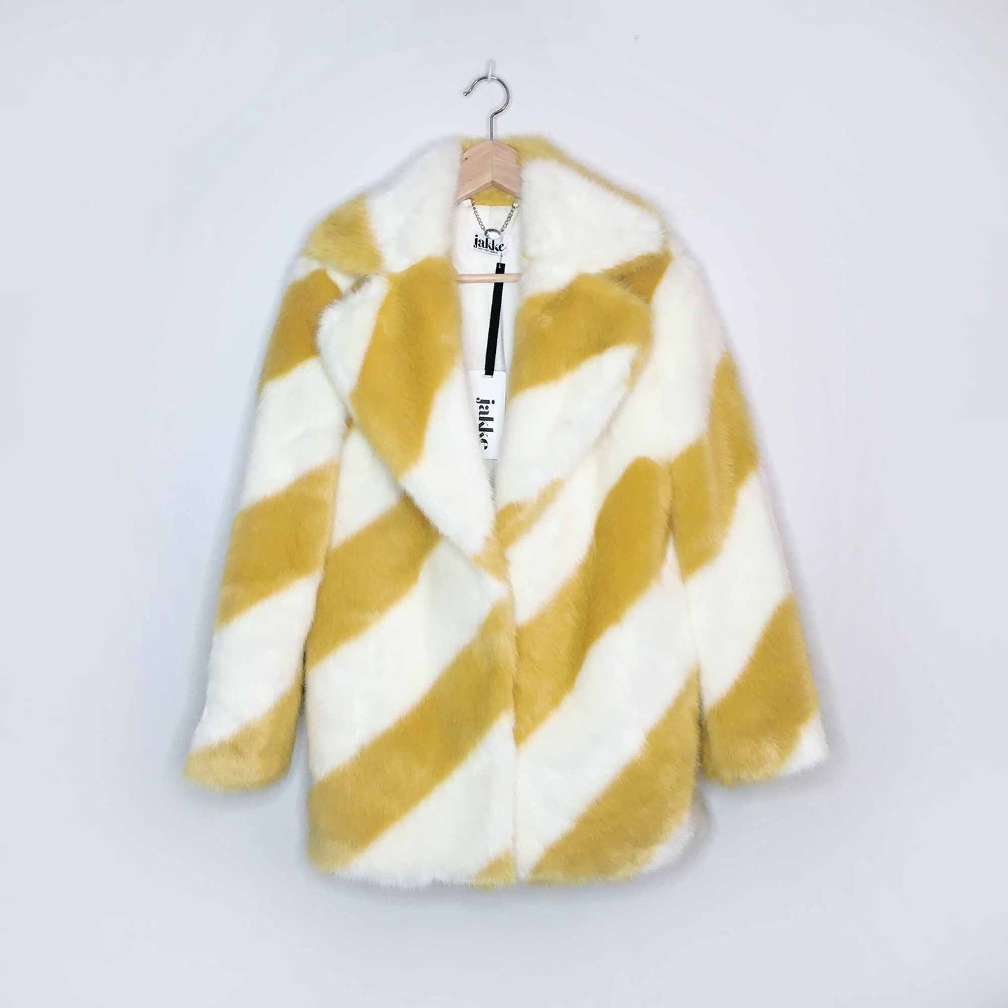 NWT Jakke faux fur candy stripe jacket - size 2