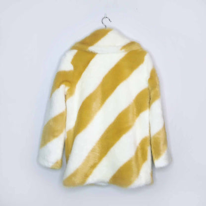 NWT Jakke faux fur candy stripe jacket - size 2