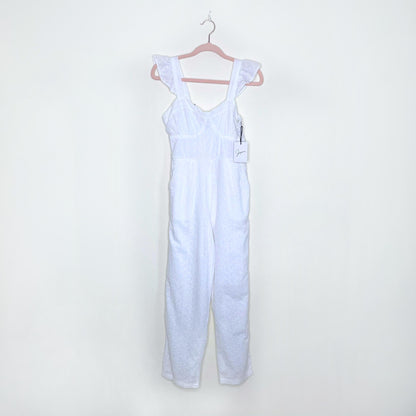 nwt japna white eyelet ruffle sleeve jumpsuit - size small