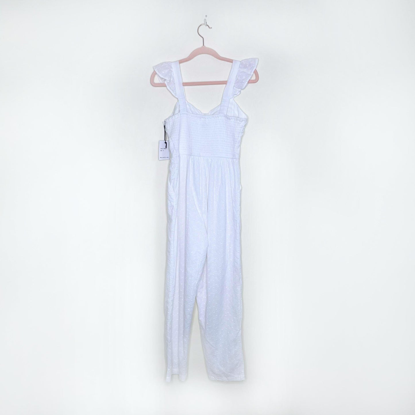 nwt japna white eyelet ruffle sleeve jumpsuit - size small