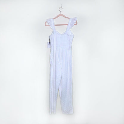 nwt japna white eyelet ruffle sleeve jumpsuit - size small