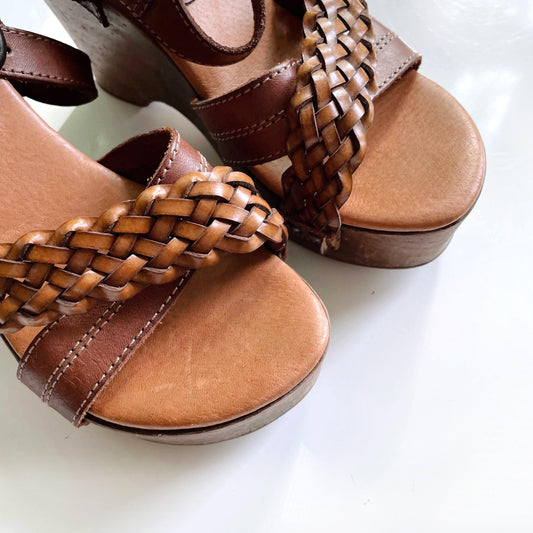 jeffrey campbell braided leather wedge clog - size 38