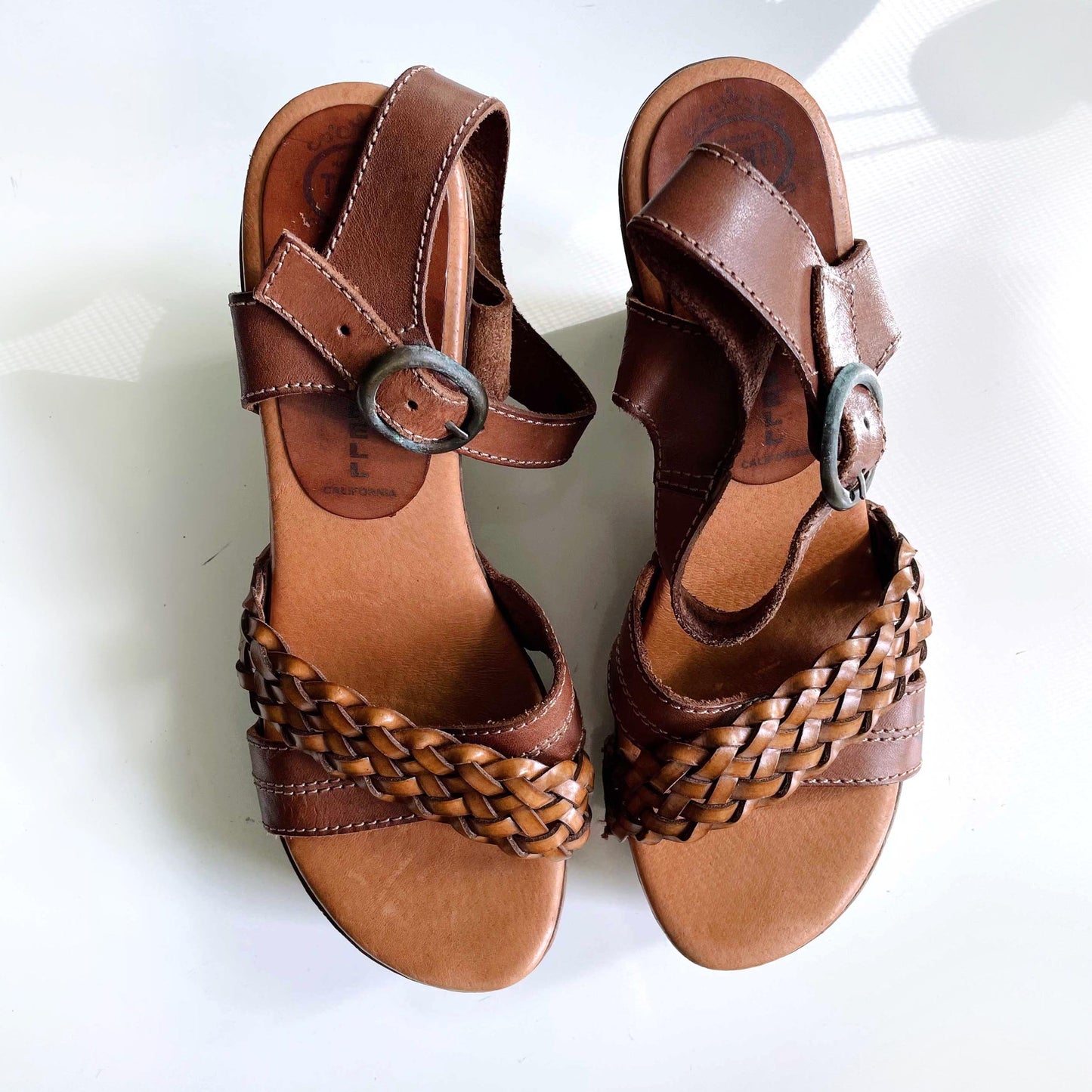 jeffrey campbell braided leather wedge clog - size 38
