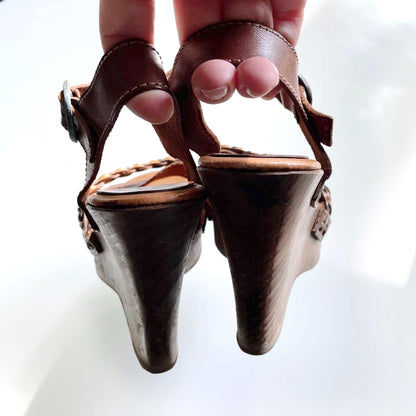 jeffrey campbell braided leather wedge clog - size 38