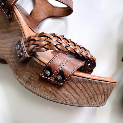 jeffrey campbell braided leather wedge clog - size 38