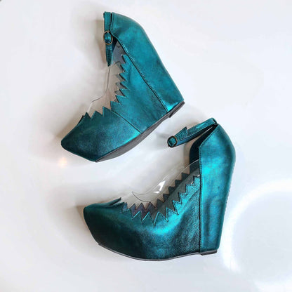 Jeffrey Campbell Audrey metallic platform wedge - size 8