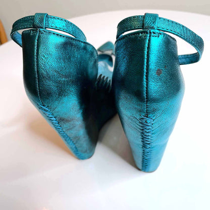 Jeffrey Campbell Audrey metallic platform wedge - size 8