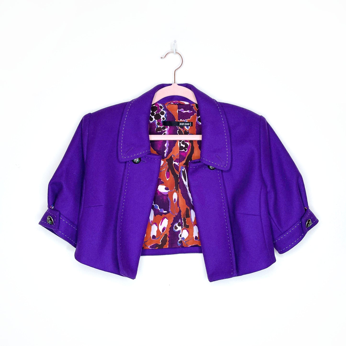 vintage jean paul gaultier cropped wool bolero blazer jacket - size 4