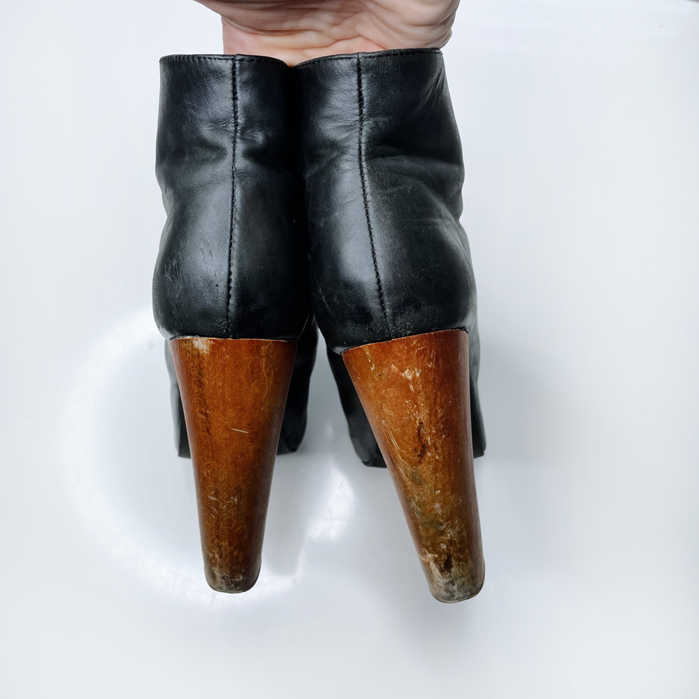 jeffrey campbel lita leather platform lace up booties - size 5