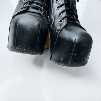 jeffrey campbel lita leather platform lace up booties - size 5