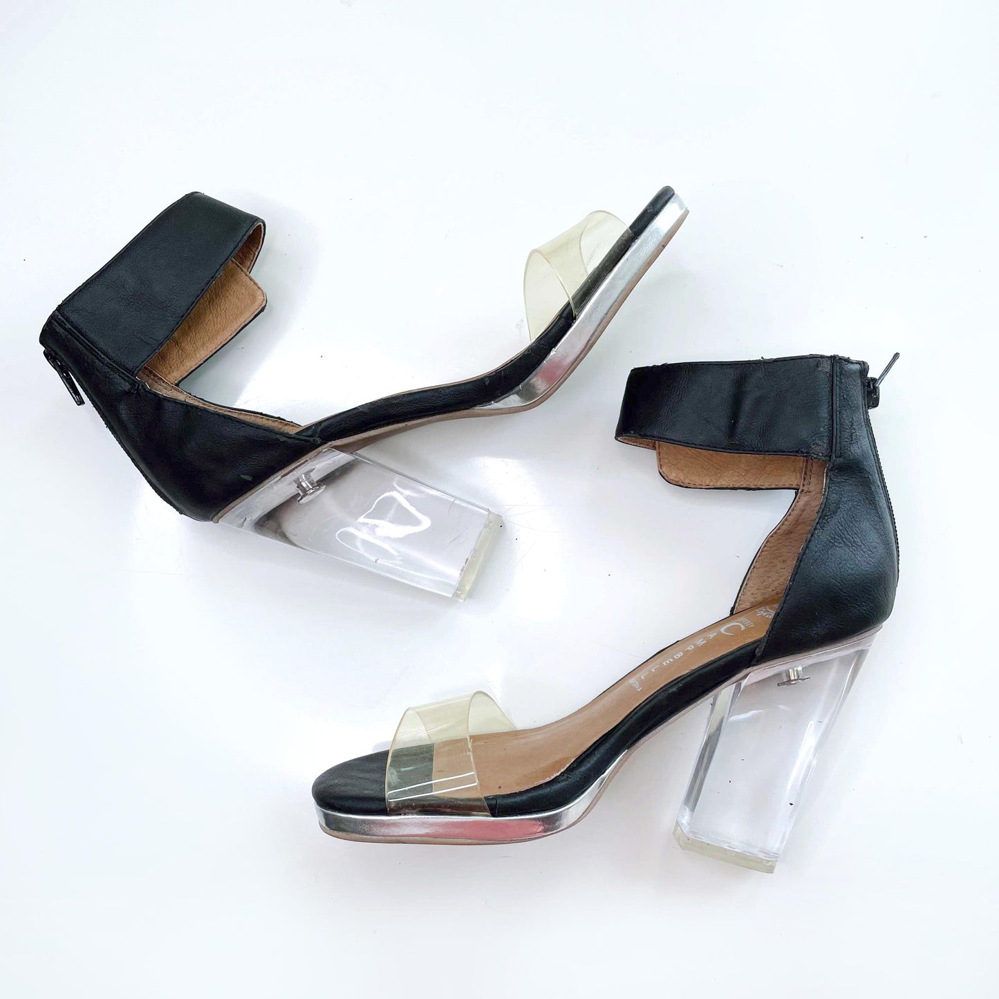 jeffrey campbell soiree lucite block heels - size 7