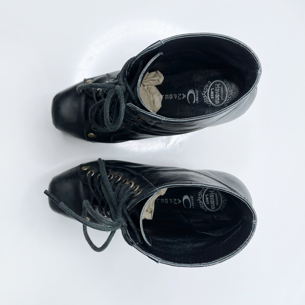 jeffrey campbel lita leather platform lace up booties - size 5
