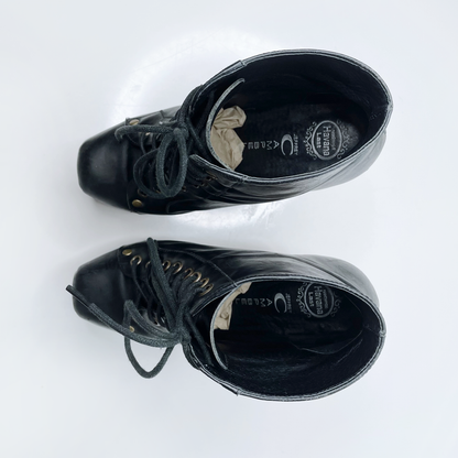 jeffrey campbel lita leather platform lace up booties - size 5