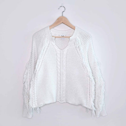 John + Jenn Petra fringe cable knit sweater - size Small