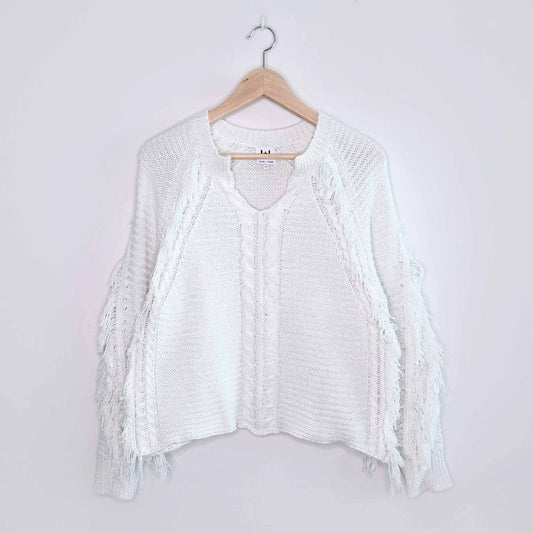 John + Jenn Petra fringe cable knit sweater - size Small