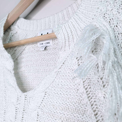 John + Jenn Petra fringe cable knit sweater - size Small