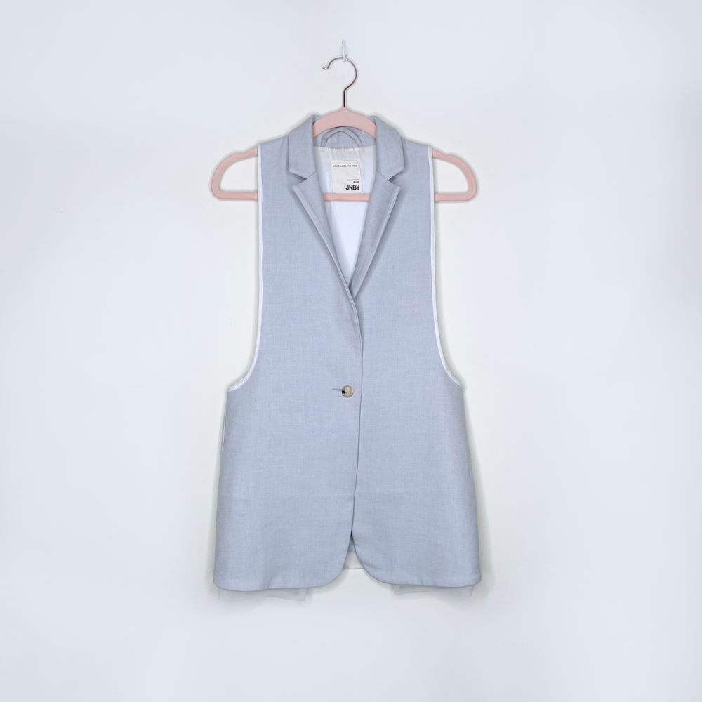 jnby grey wool vest with chiffon trim - size medium