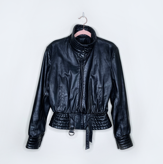 vintage jonathan christopher black leather moto jacket - size small