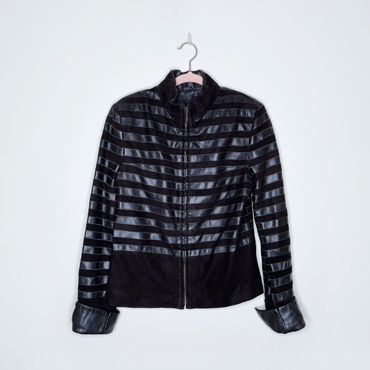 john galliano striped leather short jacket - size small