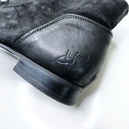 john fleuvog black lace up square toe leather boots - size 7