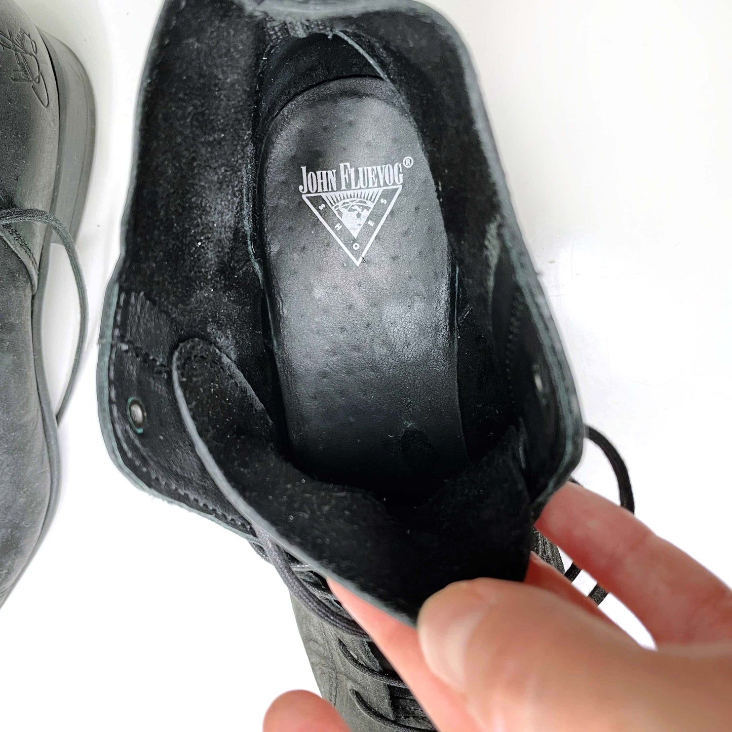 john fleuvog black lace up square toe leather boots - size 7