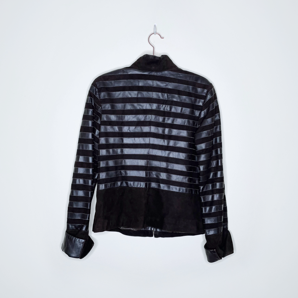 john galliano striped leather short jacket - size small