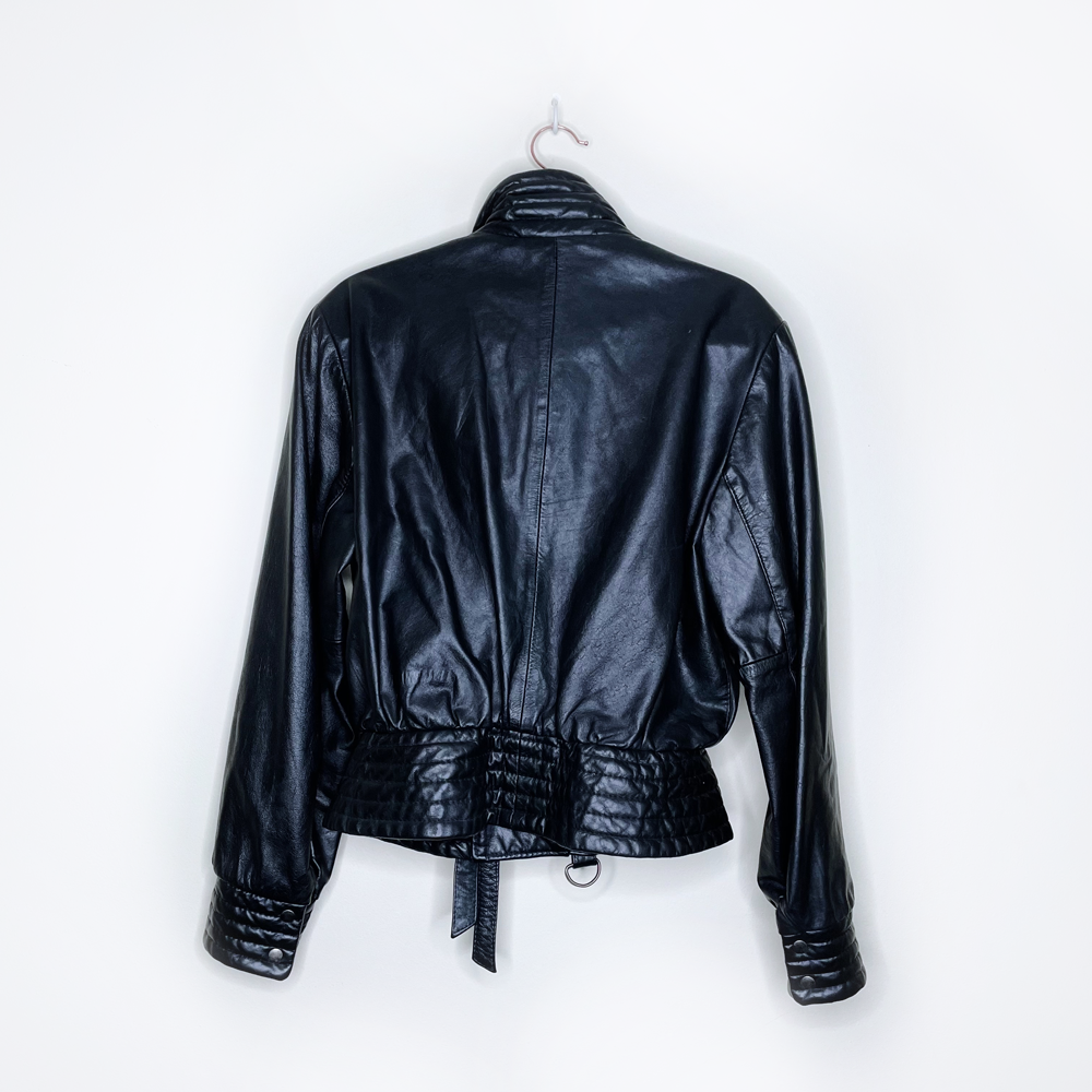 vintage jonathan christopher black leather moto jacket - size small