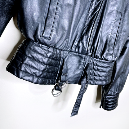 vintage jonathan christopher black leather moto jacket - size small