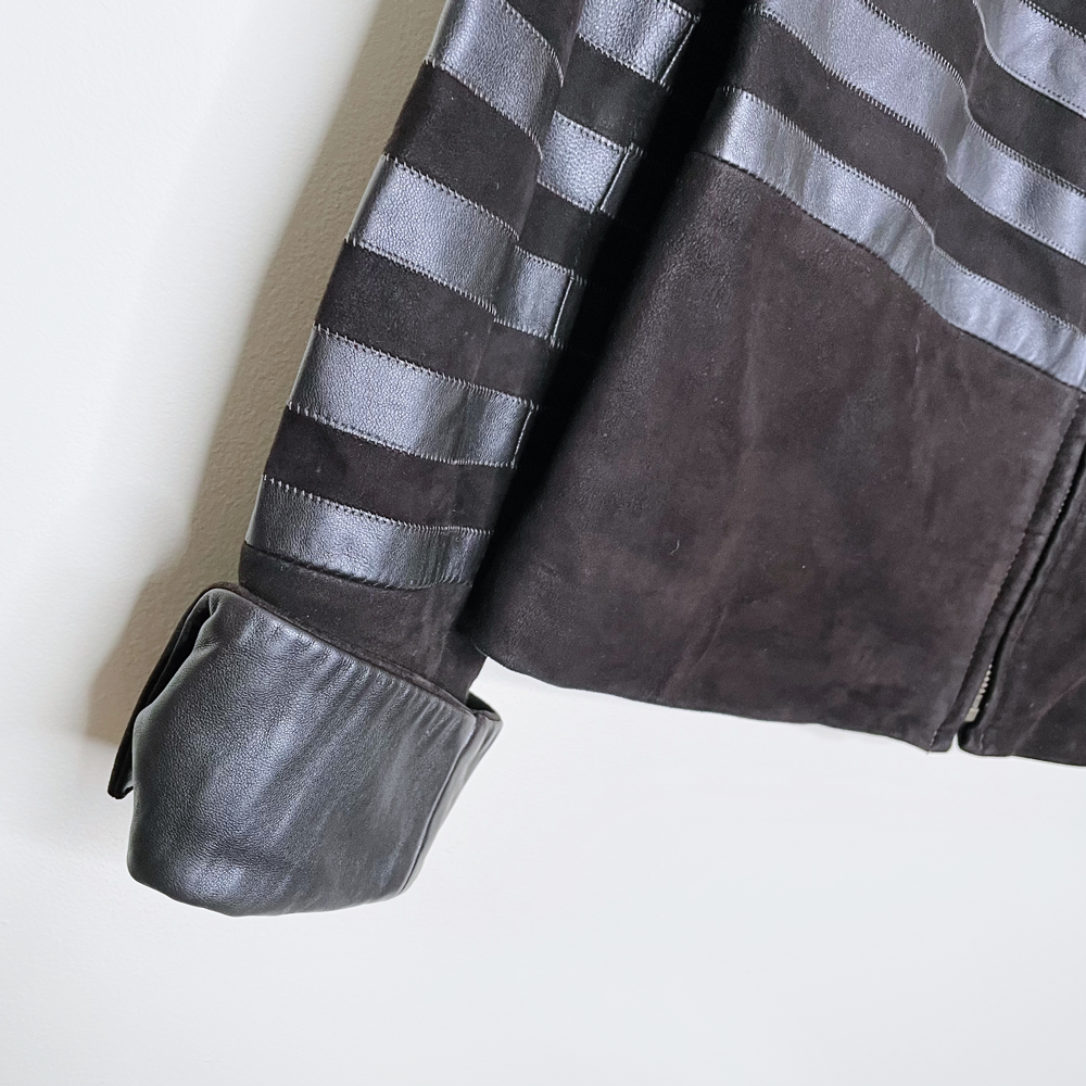 john galliano striped leather short jacket - size small