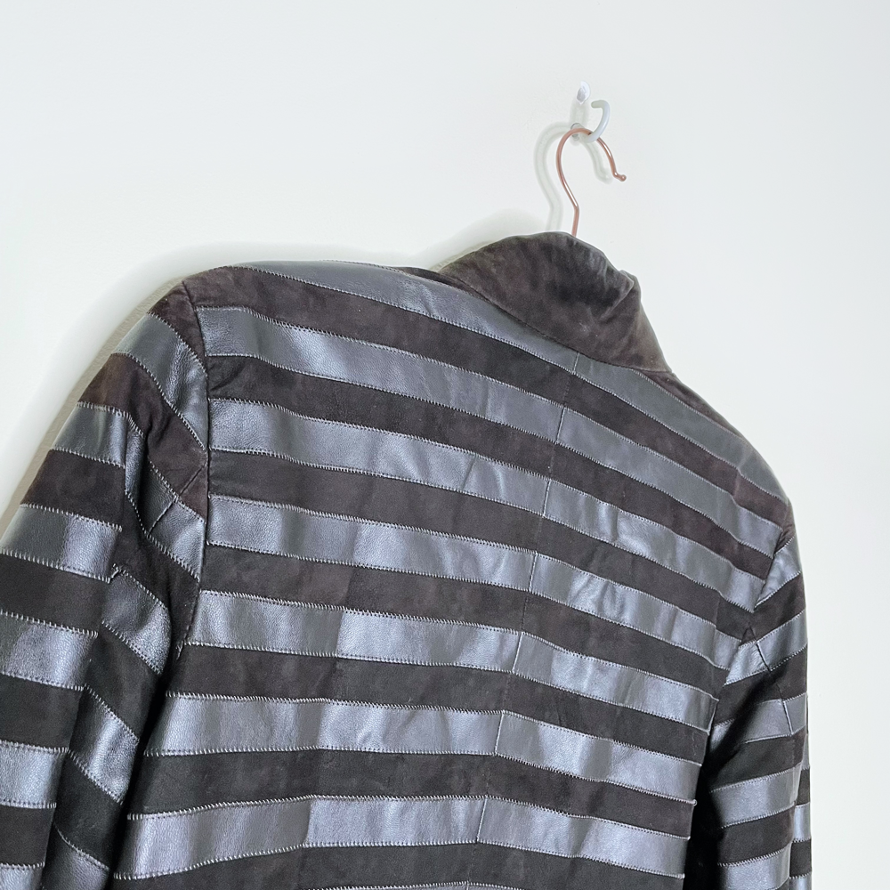 john galliano striped leather short jacket - size small