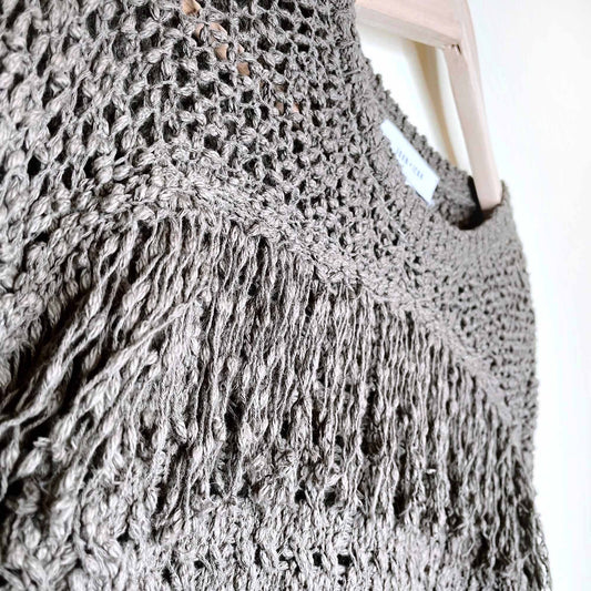 john + jenn loose knit fringe front sweater - size small