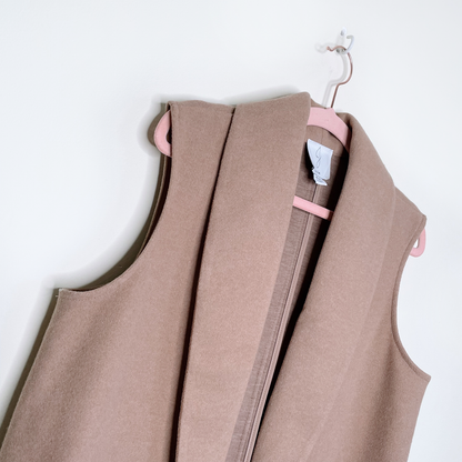 joie longline tan open long vest - size medium