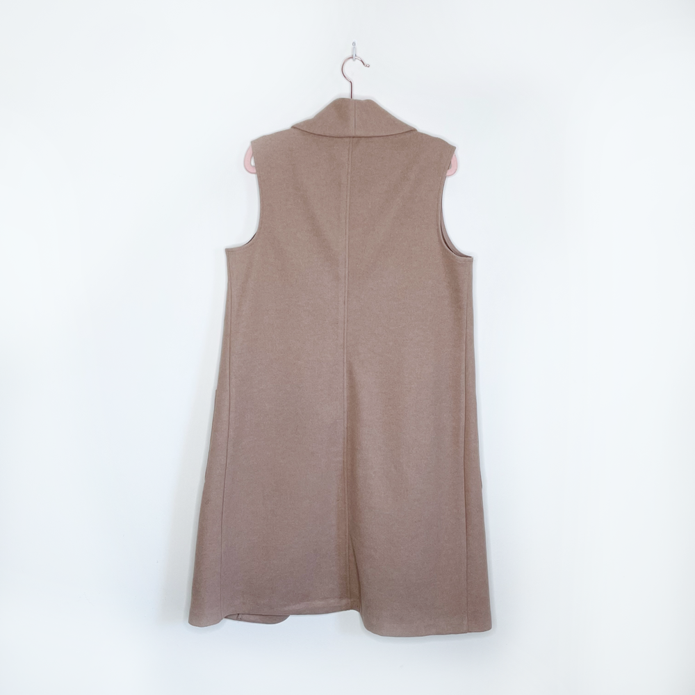 joie longline tan open long vest - size medium