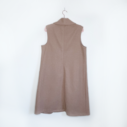 joie longline tan open long vest - size medium