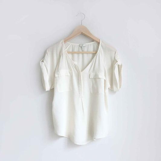Joie silk short sleeve pocket blouse - size xs