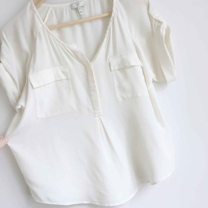 Joie silk short sleeve pocket blouse - size xs