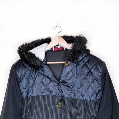 vintage 80's jean paul gaultier pour gibo jacket with faux fur hood - size 44