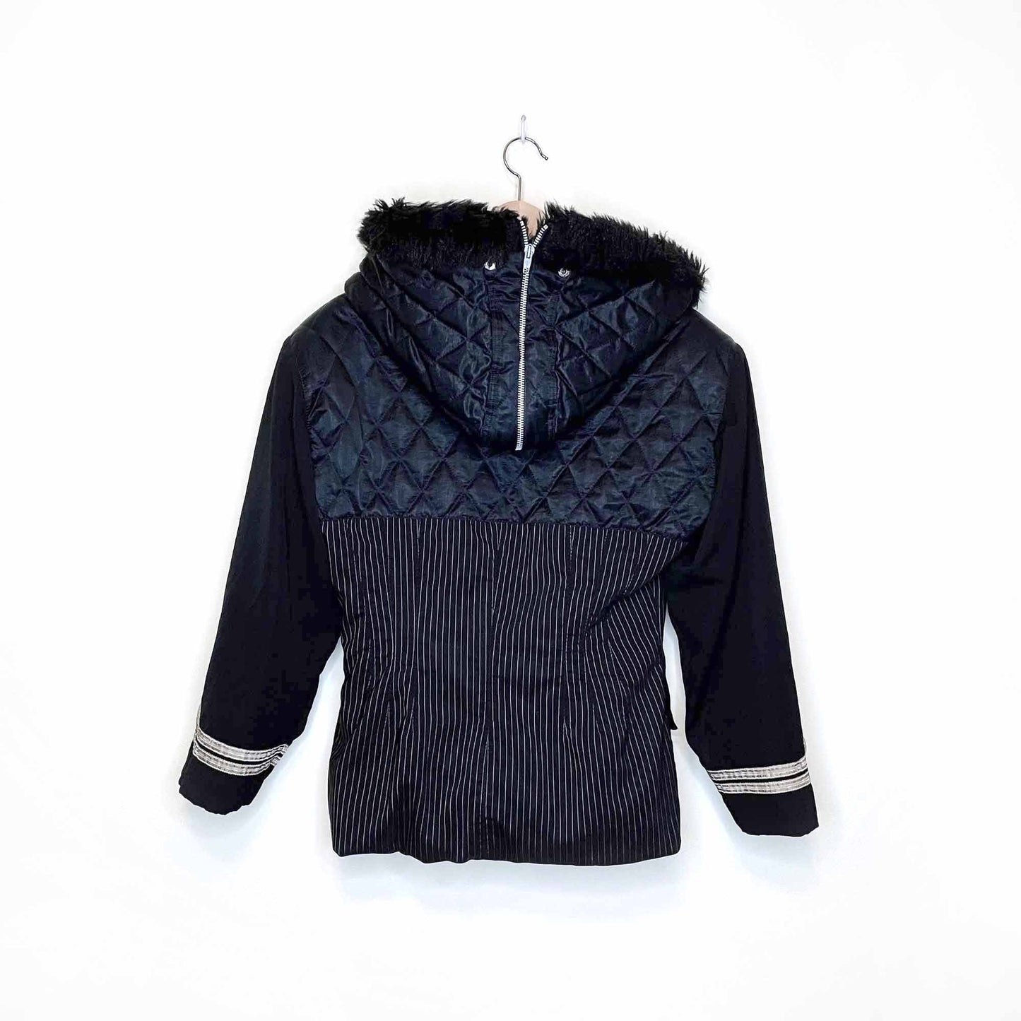 vintage 80's jean paul gaultier pour gibo jacket with faux fur hood - size 44