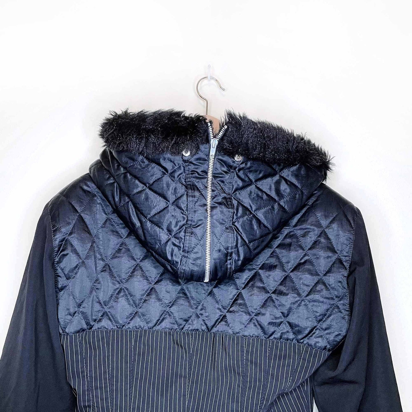 vintage 80's jean paul gaultier pour gibo jacket with faux fur hood - size 44