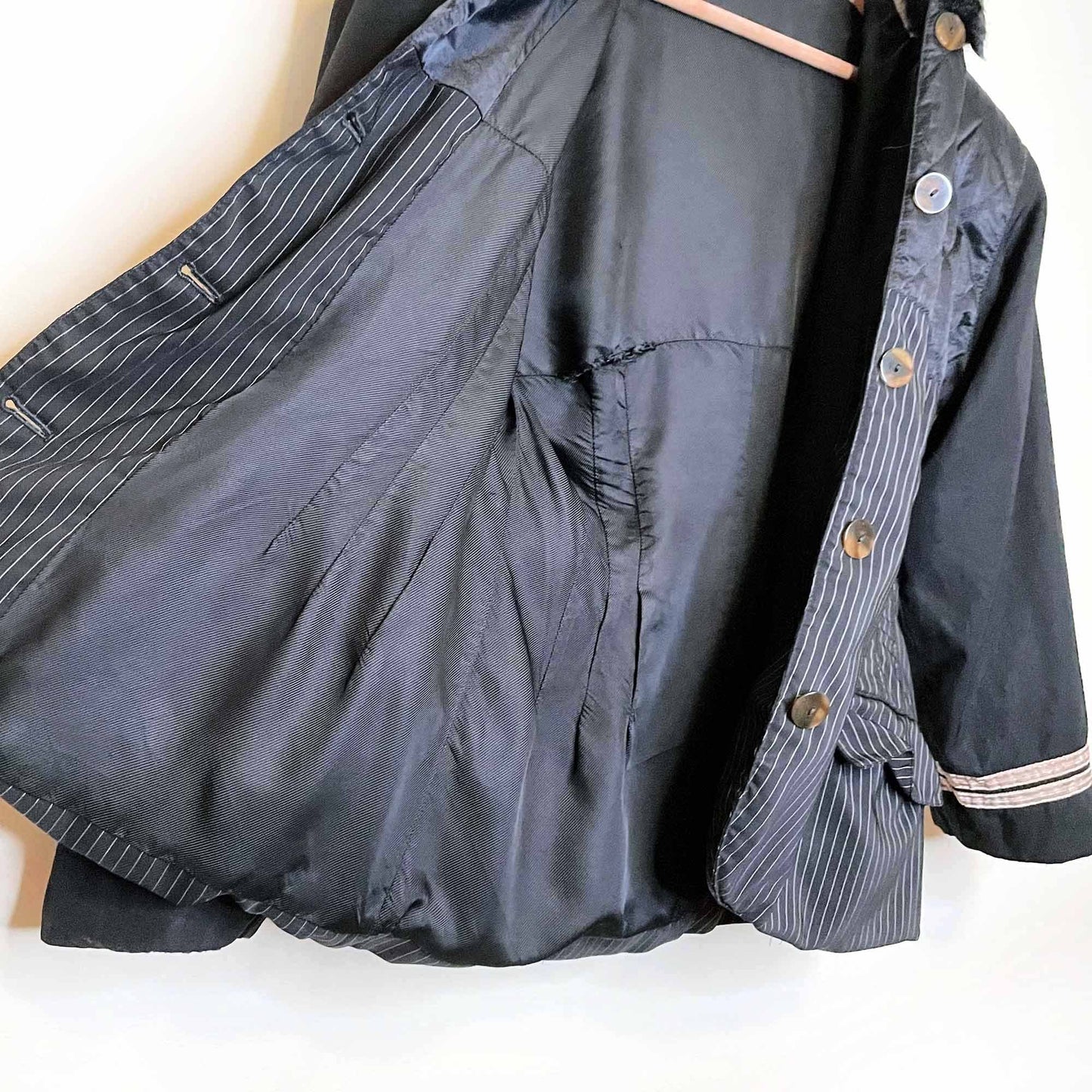 vintage 80's jean paul gaultier pour gibo jacket with faux fur hood - size 44