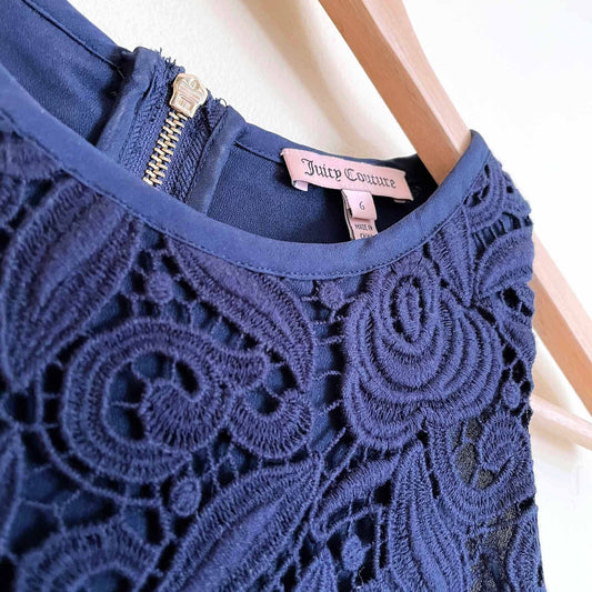 juicy couture guipure rose lace sleeveless dress - size 6