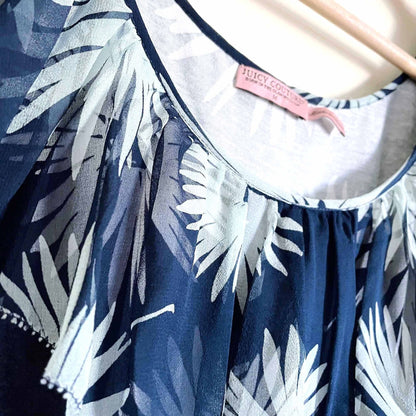 juicy couture floral dress with silk chiffon ruffle trim - size 6