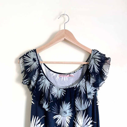 juicy couture floral dress with silk chiffon ruffle trim - size 6