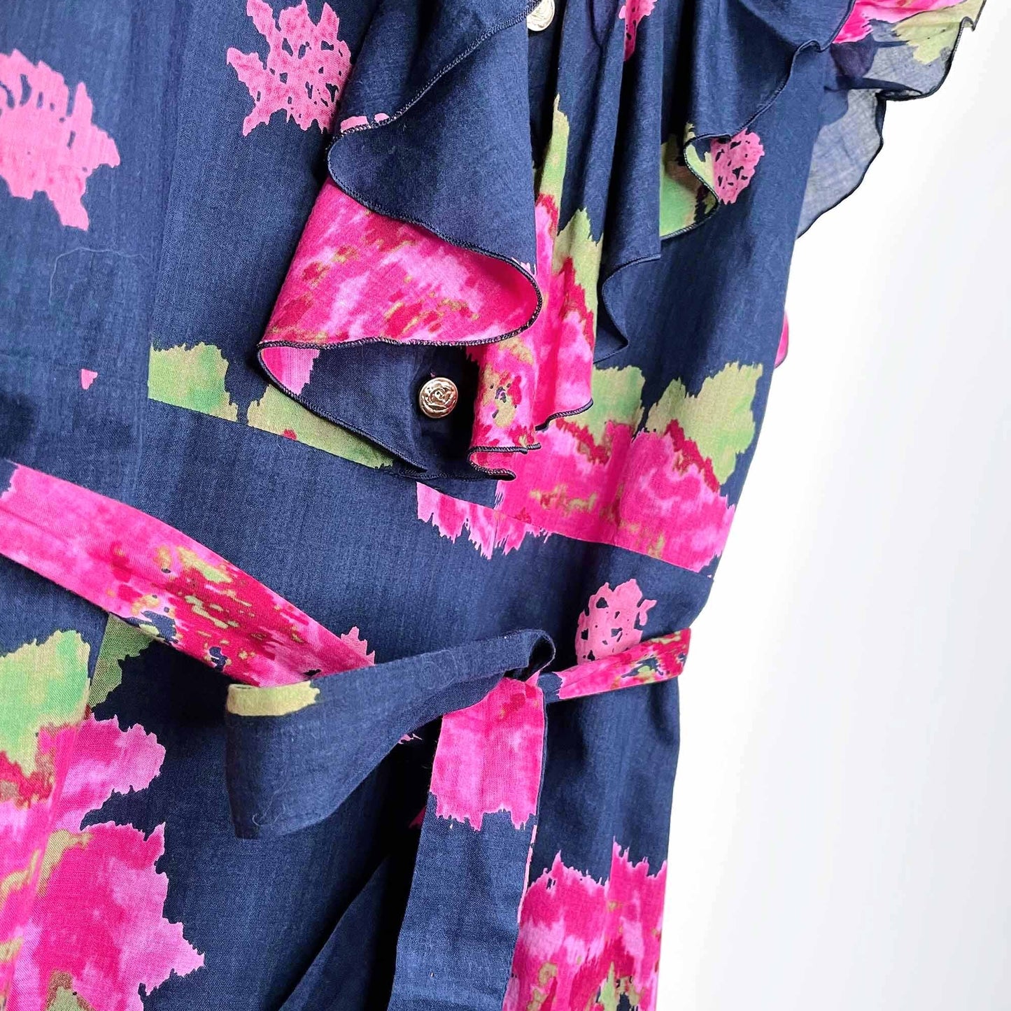 juicy couture floral dress with ruffle necklie and tie waist - size 6