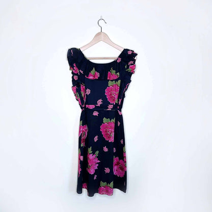 juicy couture floral dress with ruffle necklie and tie waist - size 6